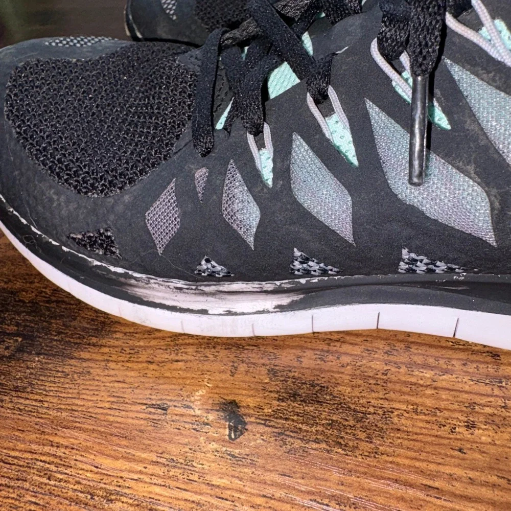 Nike Free 5.0 Womens Running Shoes Black White Mint 642199-031 Size 10